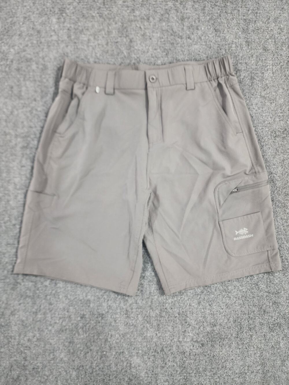 Bassdash Mens Large Performance Fishing Cargo Shorts Char Gray Quick Dry UPF 50+
